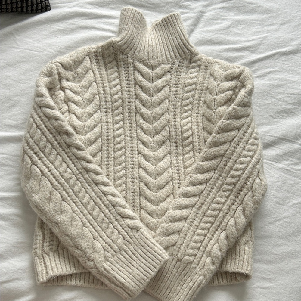 H&M Cream Cable Knit Turtleneck Sweater